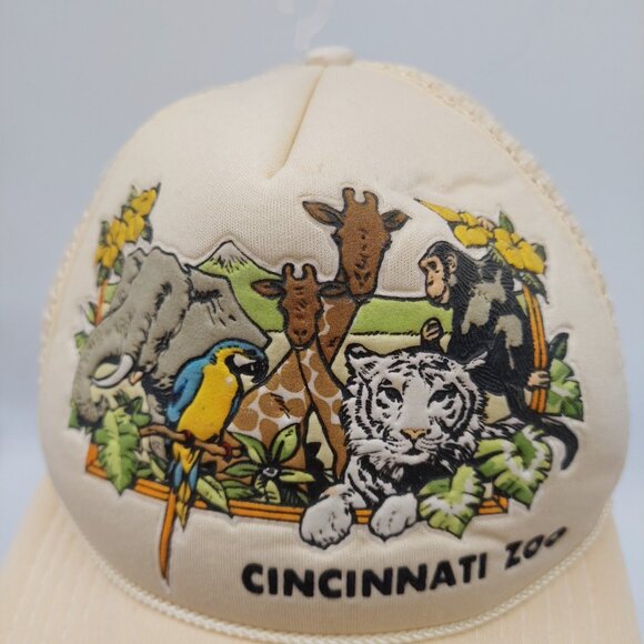 Cincinnati Zoo Hat Animal Safari Tan Mesh Double Snapback Rope Hat Cap - Picture 2 of 7